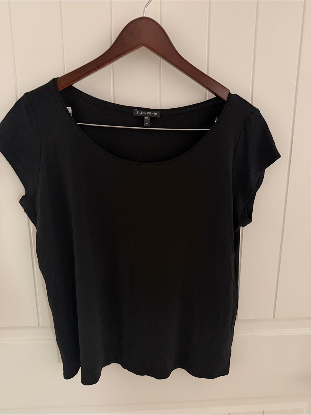 Eileen Fisher Black Scoop Neck Short Sleeve Tee